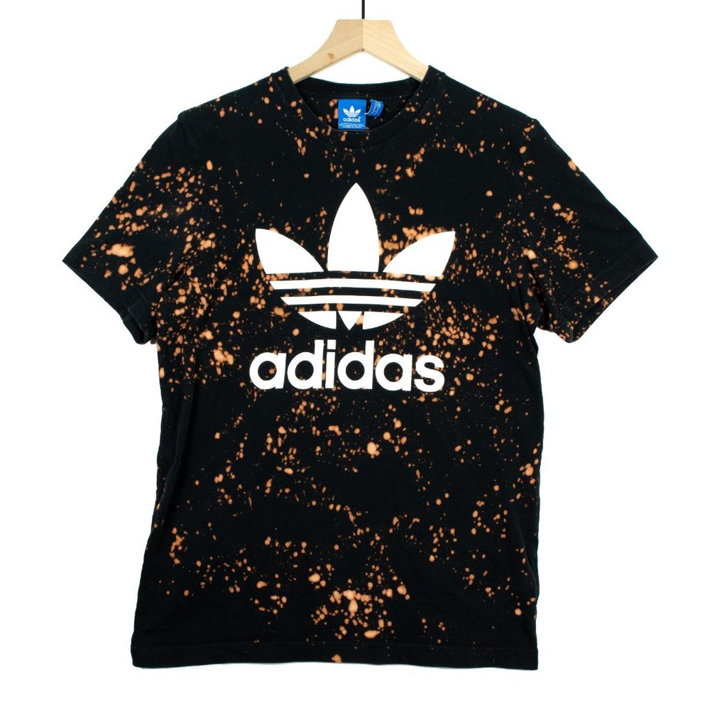 Custom Adidas Trefoil Black Acid Splatter Tee